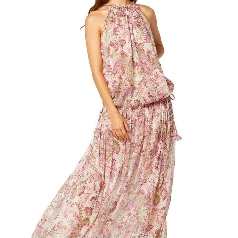 Misa Los Angeles Maxi Tiered Floral Halter Dress size M/L